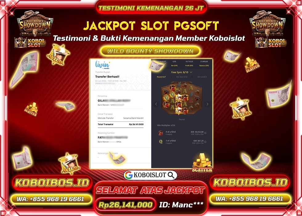 BUKTI KEMENANGAN Manca*** SLOT GACOR WILD BOUNTY SHOWDOWN Rp26.141.000,- LUNAS